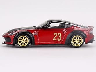 Z LB Nation Works #23 Gem Red Metallic with Black Top and Hood with CLDC Magazine Special Edition Issue 1/64 Diecast Model Car by Mini GT MGT00737-BOOK-ENG