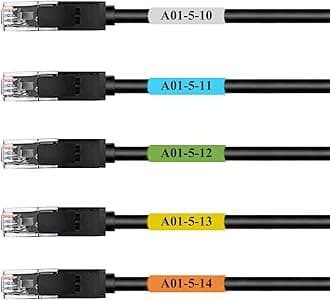 Self-Laminating Wrap Around Cable Labels – Letter Sheet Laser Printer Only – for Wire Marking Identification (New 5 Assorted Color, 25 Sheets (800 Labels))