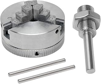 Z011 3-Jaw Lathe Chuck, Mini Lathe Chuck with Connecting Rod and Short Sticks, Self Centering Wood Turning Chuck, Power Lathe Accessory