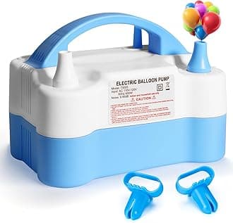Balloon Pump Electric, Portable Automatic Dual Nozzle Inflator 110V 600W with Tying Tools for Birthday Gender Reveal Baby Shower Balloons Party Decorations