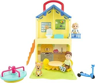 CoComelon Deluxe Pop n' Play House - Transforming Playset - Features JJ, JJ’s Dad, Bingo The Puppy, and Home Accessories – Toys for Kids, Toddlers, and Preschoolers