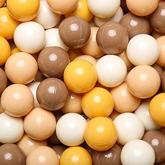 GOGOSO Ball Pit Balls for Toddlers Phthalate-Free BPA-Free Non-Toxic Crush Proof Soft Plastic Play Balls Baby Kids Shape Tent Pool Playhouse Playpen Party Decor,Creamy Brown+Yellow+Milktea 100PCS