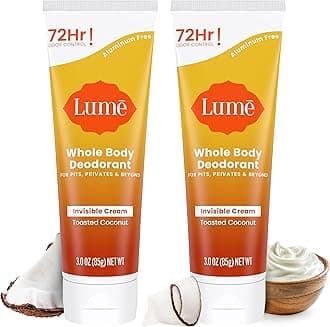 - Whole Body Deodorant - Invisible Cream Tube - 72 Hour Odor Control - Aluminum Free, Baking Soda Free, Skin Safe - 3.0 ounce (Pack of 2) (Toasted Coconut)