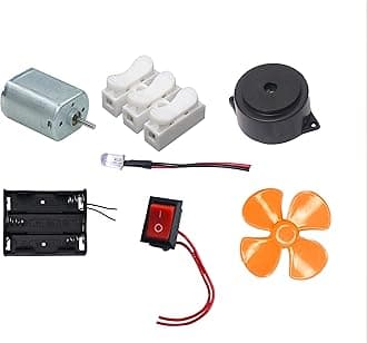 Electronic Spices Diy Mini School Projects Kit (Motor Battery Buzzer Kit For Hobbyists And School& College Students) Starter Kit With User Manual and Video Tutorial