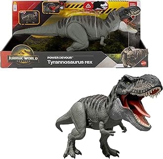 Jurassic World Rebirth Power Devour Tyrannosaurus Rex Dinosaur Figure with Tongue Activated Constant Chomp, Lights & Sounds, Digital Play